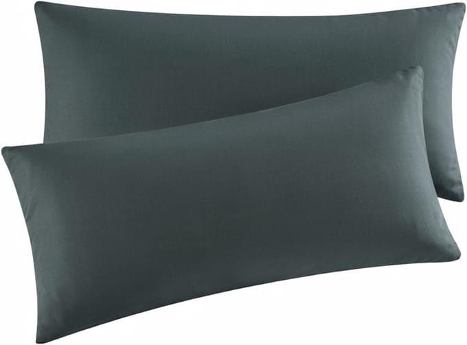 Famanu - Kussensloop, 40 x 80 cm, set van 2 stuks, kussenslopen met ritssluiting, van microvezel, zacht, kussensloop, antraciet