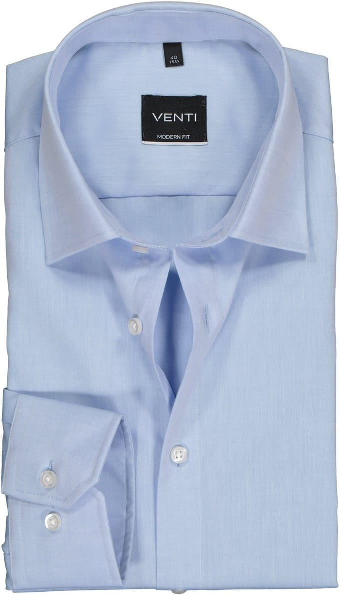 Venti - Heren Overhemd - Poplin - Strijkvrij - Regular fit - Lichtblauw