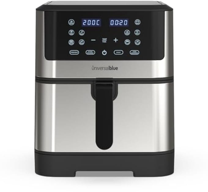 Luchtfriteuse 8 Liter met Timer en Touch-Bediening - Zwart en Roestvrij Staal