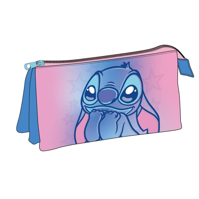 Disney Stitch Etui Meisjes – 3 Vakken – School etui Roze/Blauw