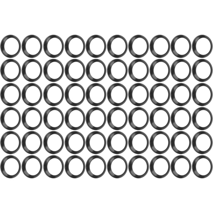 Lot de 60 anneaux d'espacement pour canne à pêche en silicone, 15 mm, noir black
