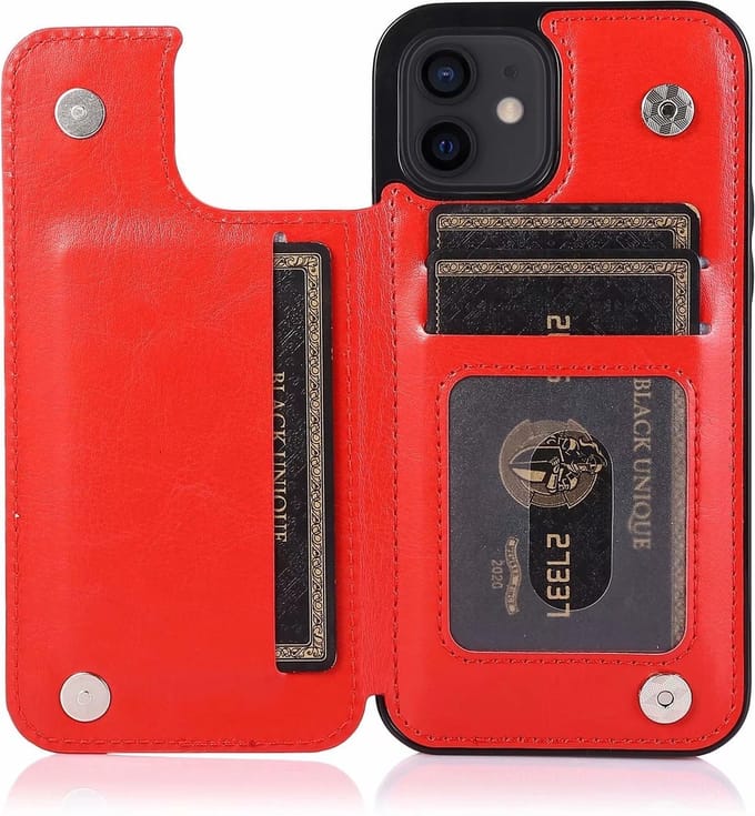 Hoesje geschikt voor iPhone 13 - Backcover - Pasjeshouder - Portemonnee - Kunstleer - Rood
