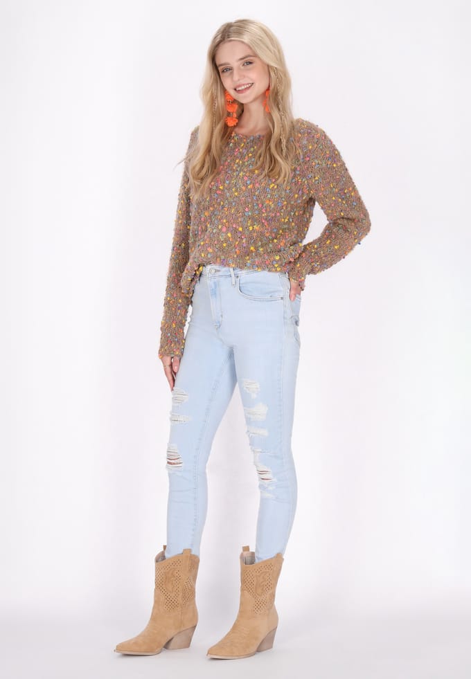 IZIA Jumper Dames Bruin Veelkleurig