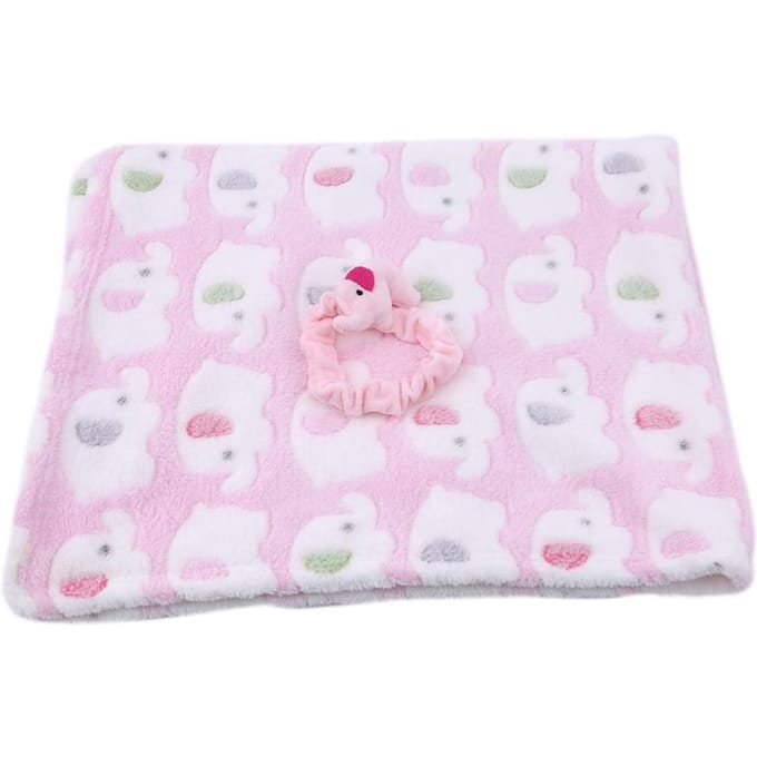 Cartoon Babydeken Schattige Olifant Babyproducten Pasgeboren Olifant Airconditioning Quilt Koraalvlies Kussen Quilt Dubbel Gebruik roze