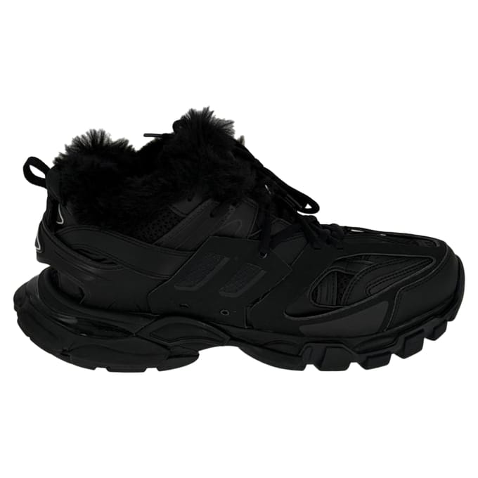Balenciaga Track Sneakers met nepbontvoering in Zwarte Polyurethaan
