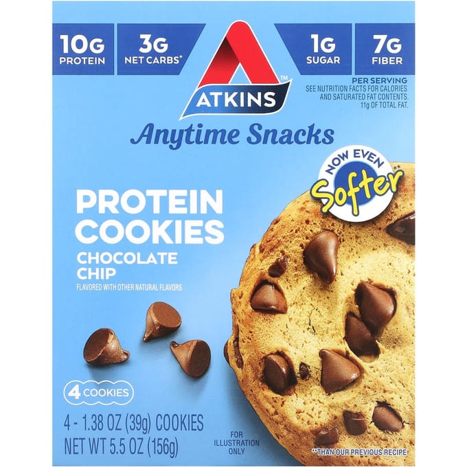 Atkins | Protein Cookies | Chocolate Chip | 4 x 39g