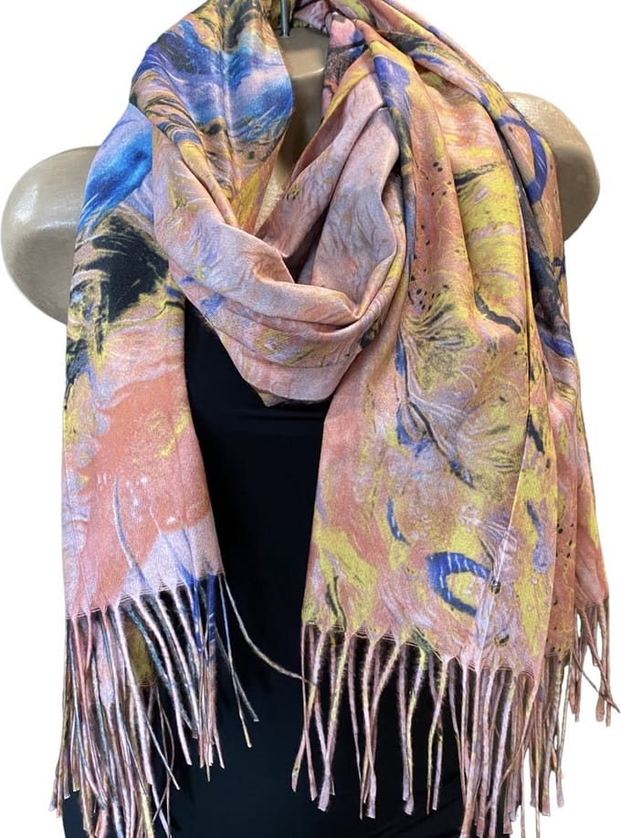 Sjaal vlinders afbeelding herfst/winter mix kleuren turmeric