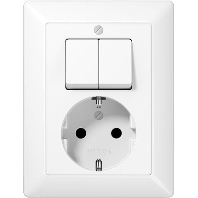 Jung AS 5575 EU WW Combinatiestopcontact Serie Alpine Wit - AS5575EUWW - E3N59