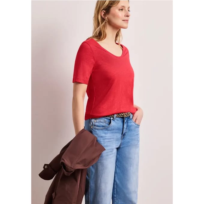 Basic Shirt met V-hals in effen kleur