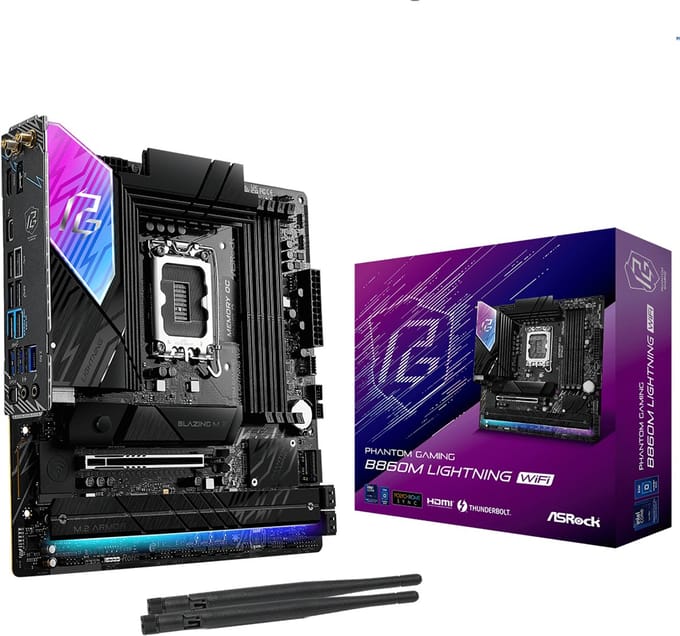 ASRock B860M Lightning WiFi Moederbord - Intel B860 - Intel LGA1851 - DDR5 RAM - Micro-ATX