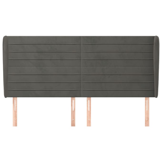 vidaXL - Hoofdbord - met - randen - 183x23x118/128 - cm - fluweel - donkergrijs