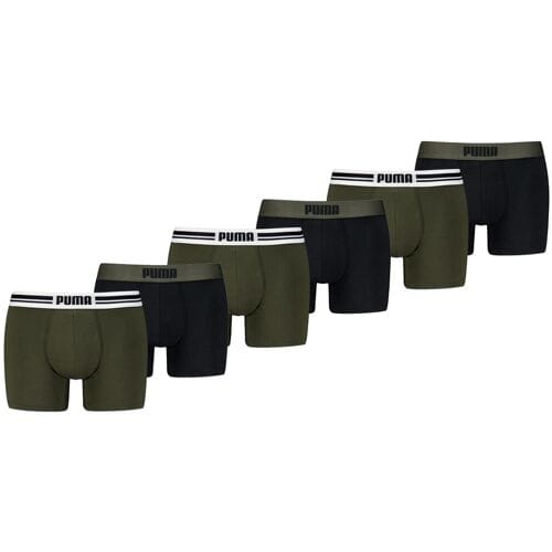 Puma Boxershorts Everyday Placed Logo - 6 pack - Donkergroen - Heren Ondergoed - Maat M