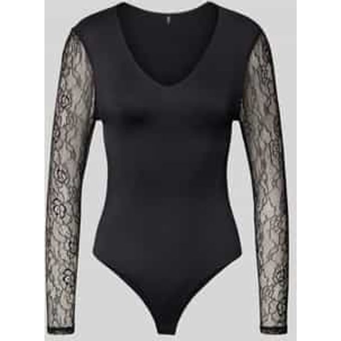 Slim fit body met kanten mouwen, model 'SIA'
