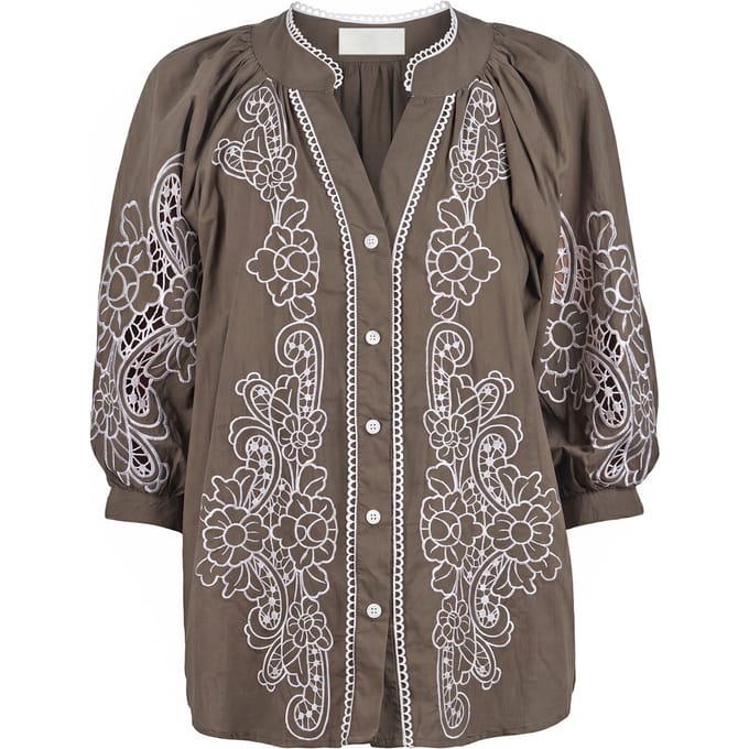 La Femme Blanche - Shirt - 471707 - Green/White