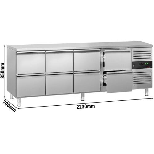 GGM Gastro Kühltisch ECO - 2230x700mm - mit 8 Schubladen