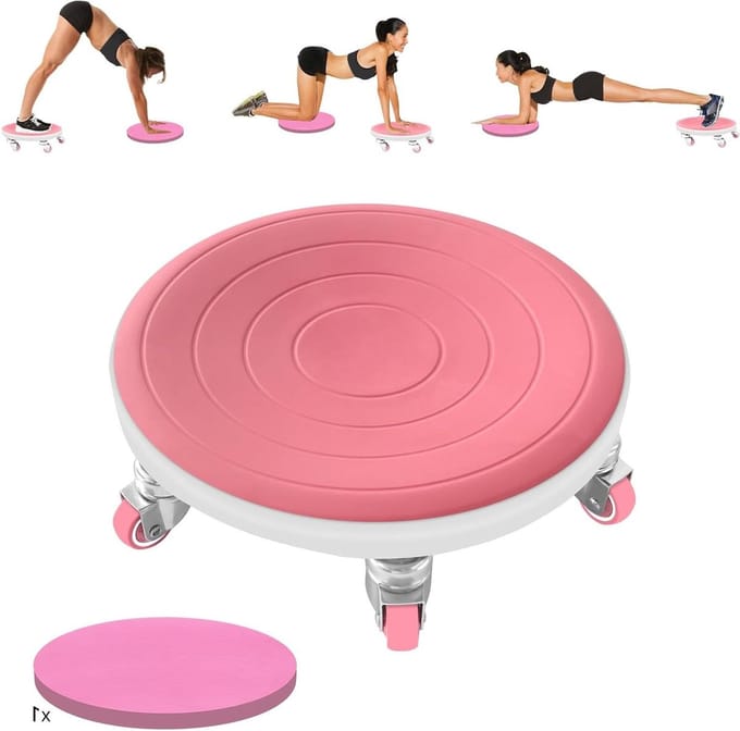 Buikspierwiel Set - Core Trainer - Kracht Training - Zes Wielen Ontwerp - 32 cm Diameter - Roze