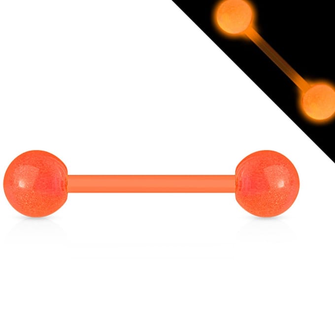 Piercing flexibele staaf glow in the dark oranje - LMPiercings
