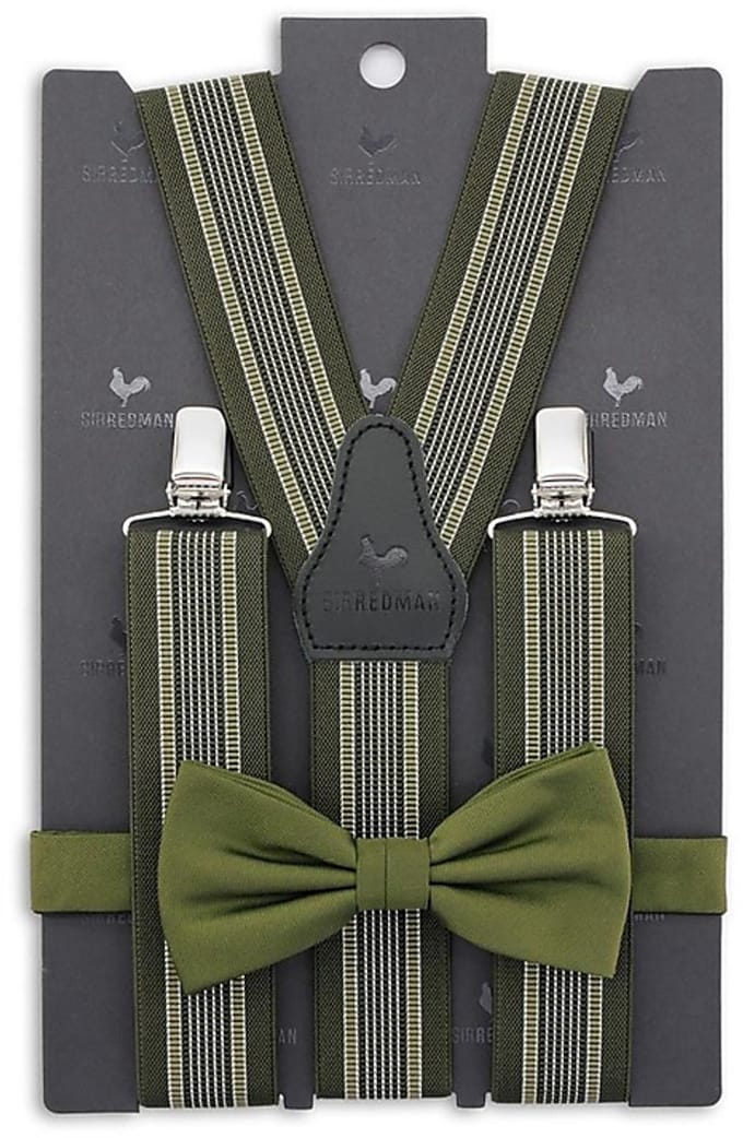 Sir Redman - Bretels met strik - bretels combi pack James Wyatt groen - groen / wit