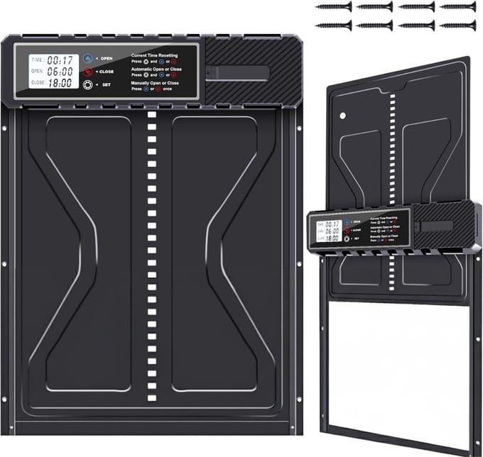 VH Supplies® Automatisch Kippenluik - Kippendeur - Chickenguard - Zwart