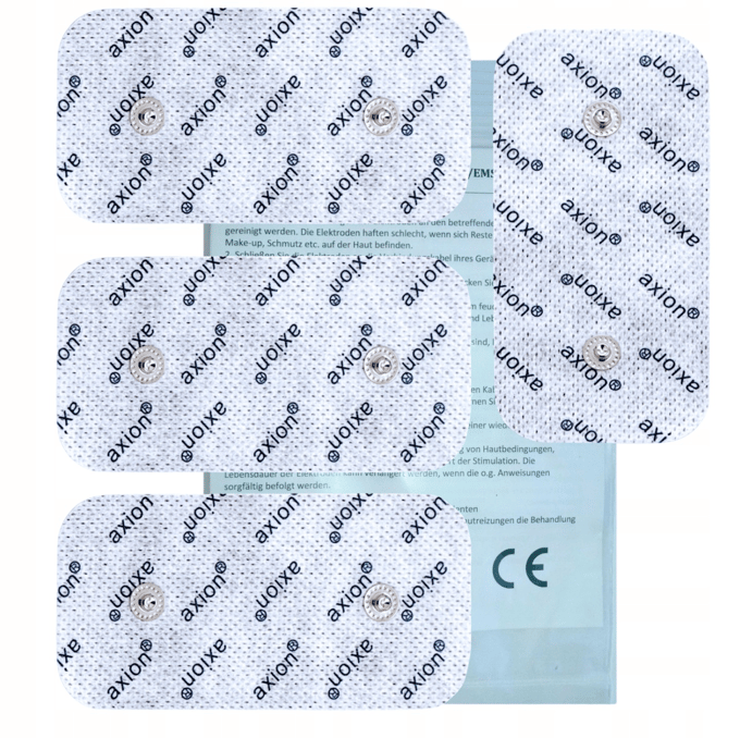 axion – Electroden voor Compex | Dubbele Snap | 10×5 cm | Wit/Grijs