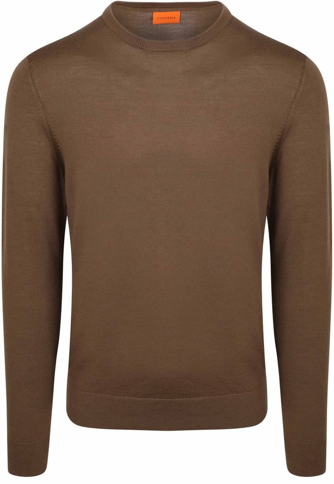 Suitable Merino Pullover Taupe - Maat M - Heren - Sweater