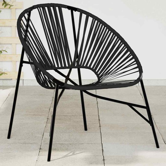 vidaXL - Tuinei - stoel - poly - rattan - zwart