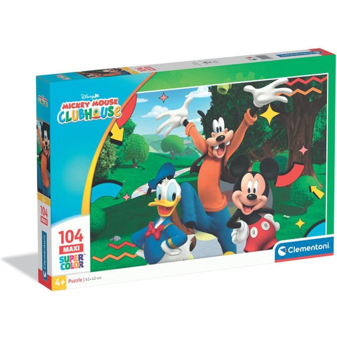 Clementoni - Mickey Mouse - Puzzles 104 Pieces - Maxi Super Color - Puzzle enfant - Des 4 ans - 45x62cm