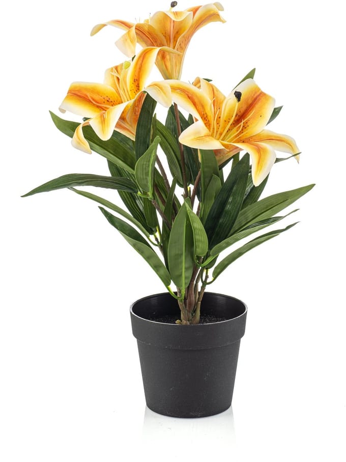 Emerald - Kunstplant Lelie in pot geel 33cm - Kunstplant voor binnen