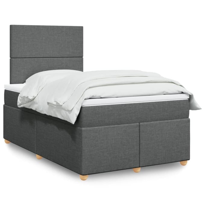 vidaXL - Boxspring - met - matras - stof - donkergrijs - 120x190 - cm
