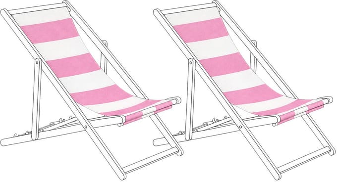 ANZIO/AVELLINO - Set van 2 hoezen - Strepen/Roze - Polyester