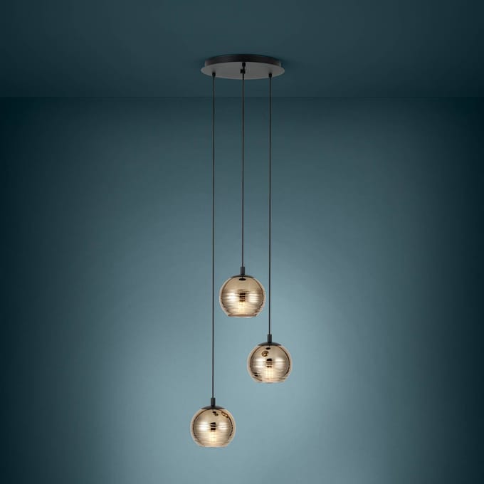 Stars of Light Lemorieta Hanglamp - E27 - 3-lichts - Ø 44 cm - Zwart|Goud