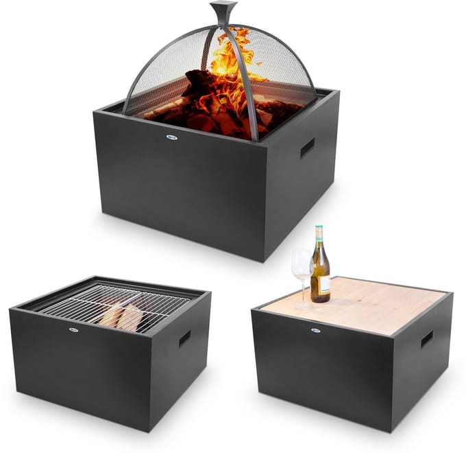 HEAT Vuurkorf 3 in 1 - Multifunctionele Vuurkorf, BBQ & Tafel - 61x61x67 cm