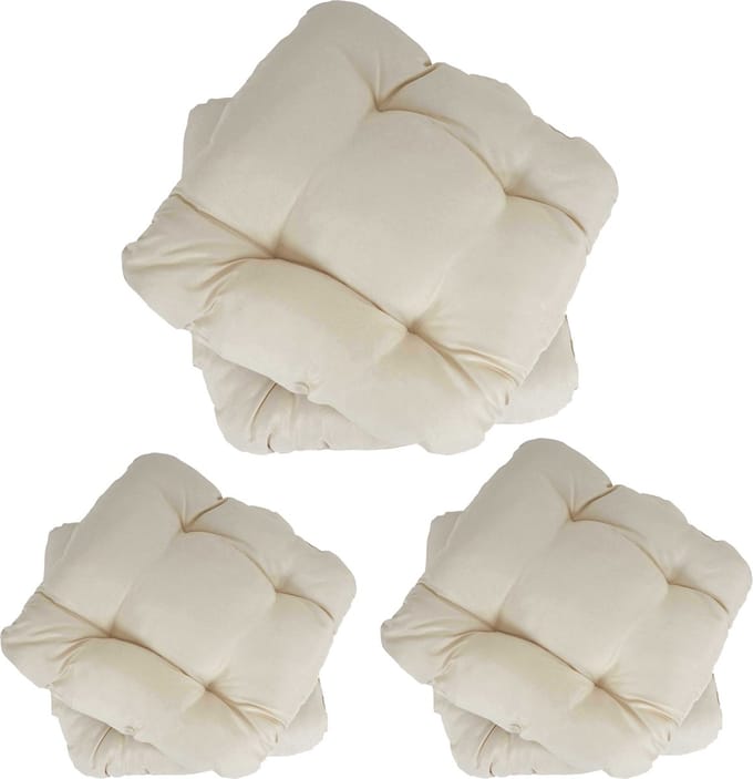 Set van 6 zitkussens Dublin, stoelkussens 41x38x8cm ~ crème
