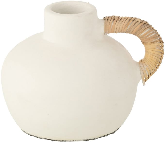 J-Line vaas Pot Leo Terracotta - cement - wit/naturel - 36 cm hoog