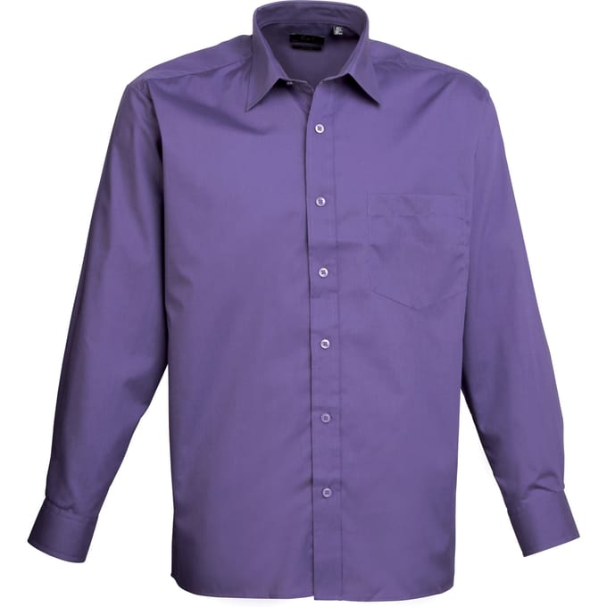 Premier Heren Premier Poplin Formeel Overhemd Met Lange Mouwen (Paars)