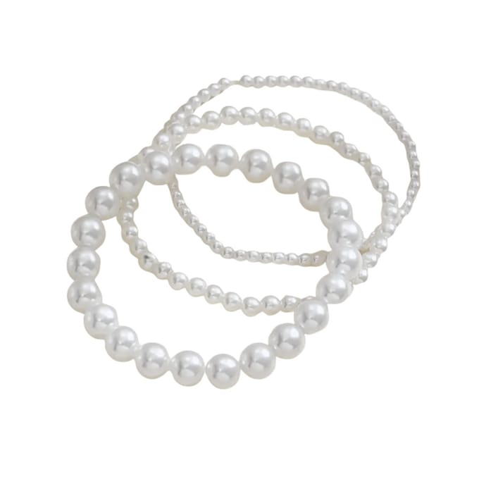 Armband- Parel-synthetische-3 stuks- Wit Stretch- 21 cm - xxl - Charme Bijoux