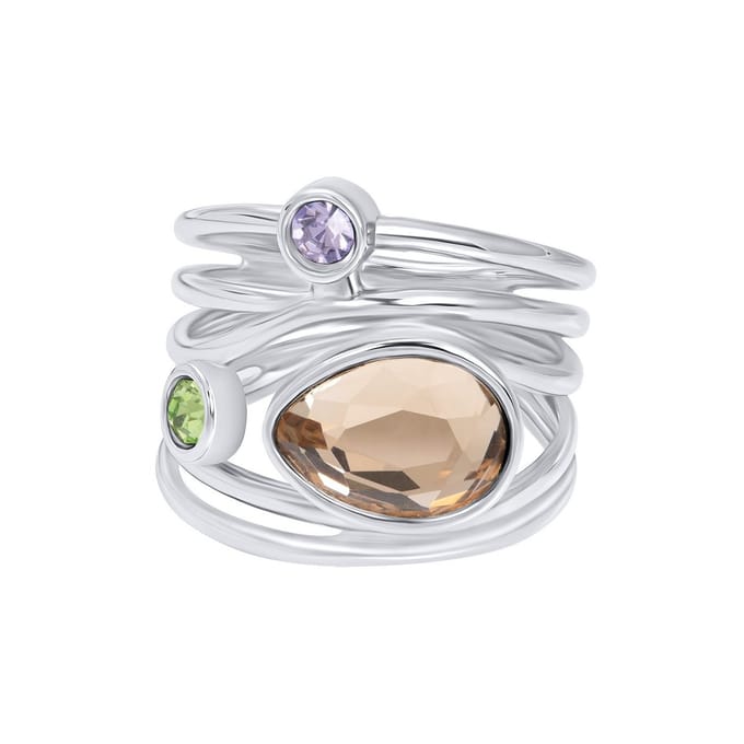 Fame-Bloom Violet-Zilverkleurig-Dames Ring