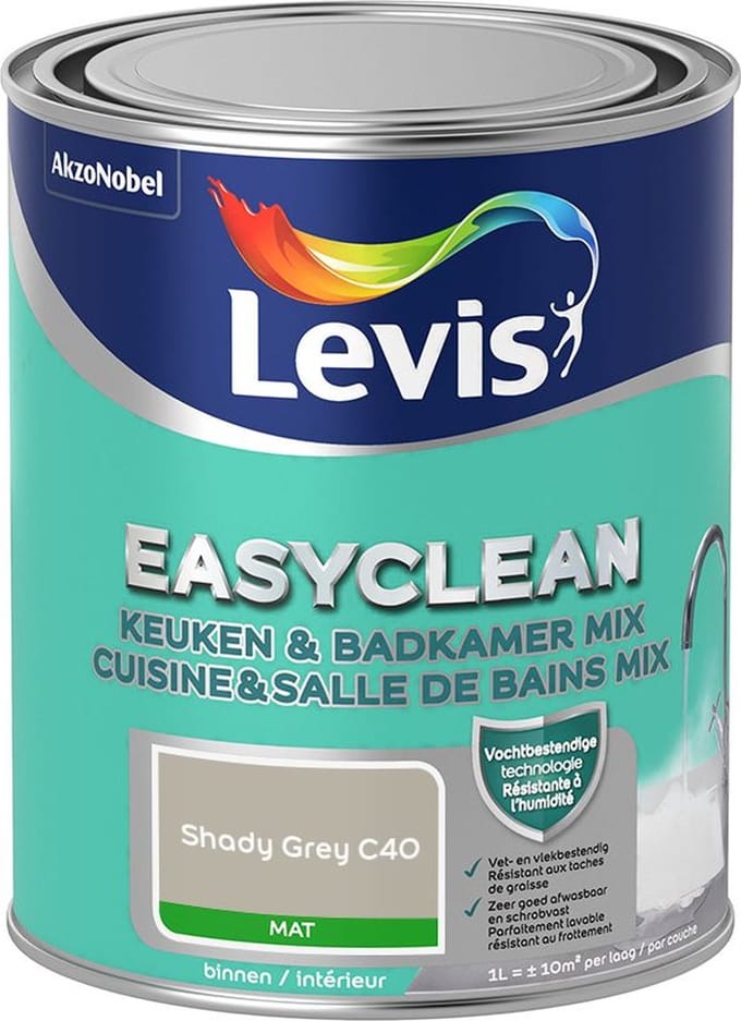 Levis - Easyclean Keuken & Badkamer Mix - Shady Grey C40 - Mengverf - 1 L