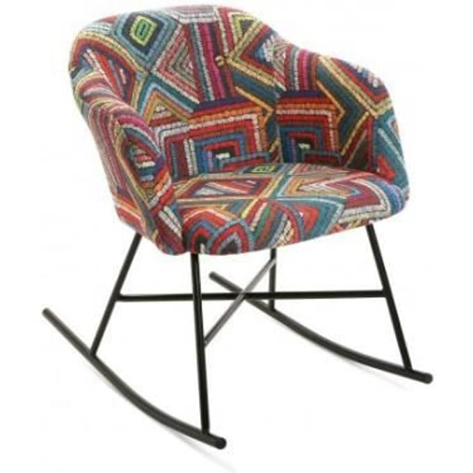 Fauteuil à bascule - VERSA - ABENAKI - Multicolore - Tissu - Ethnique