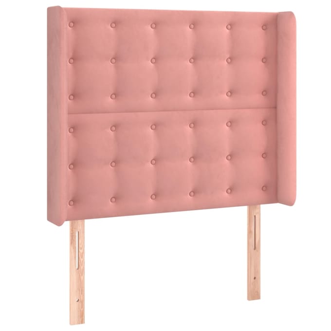 vidaXL - Hoofdbord - LED - 93x16x118/128 - cm - fluweel - roze