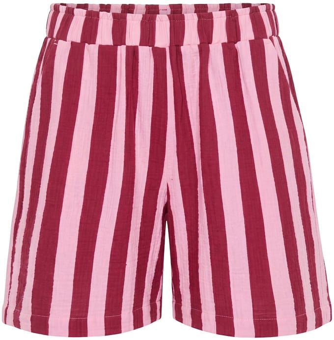 Studio Untold - Dames - Short wide legs mousseline strepen elastische tailleband - Roze - Maat 56