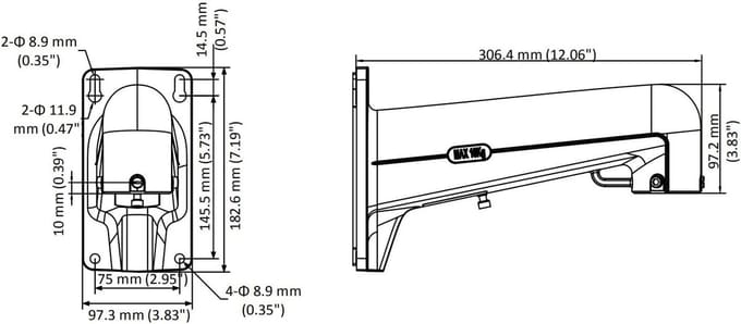 Wandhouder Camera - Muurbeugel Beveiliging - Buiten Surveillance - Stevige Constructie - 30cm Lengte - Wit