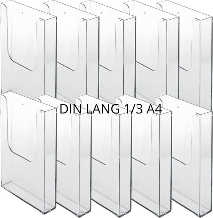 10 Pack Folderhouder voor aan de wand Din Lang| folderrek | brochurehouder | folderdisplay | folderbak hangend| Din Lang 9,9x21cm