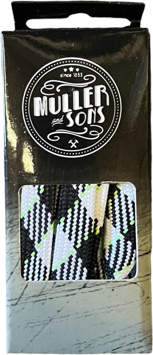 Sneaker veters breed - multicolor zwart wit geel - 120cm