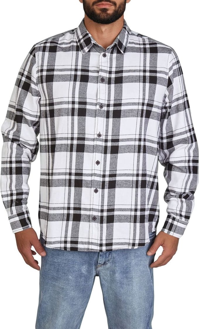 DENIMFY Heren Overhemd DFDean regular fit Wit XL Volwassenen 100% katoen - Flanellen overhemd