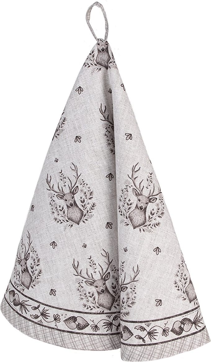 Clayre & Eef Theedoek Ø 80 cm Beige Katoen Hert