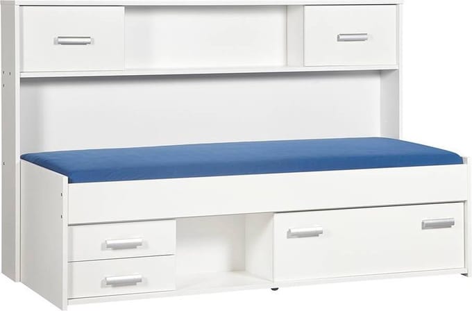 BEUK Bedframe Incl 2 Schuifdeuren Wit - Wit - Effen
