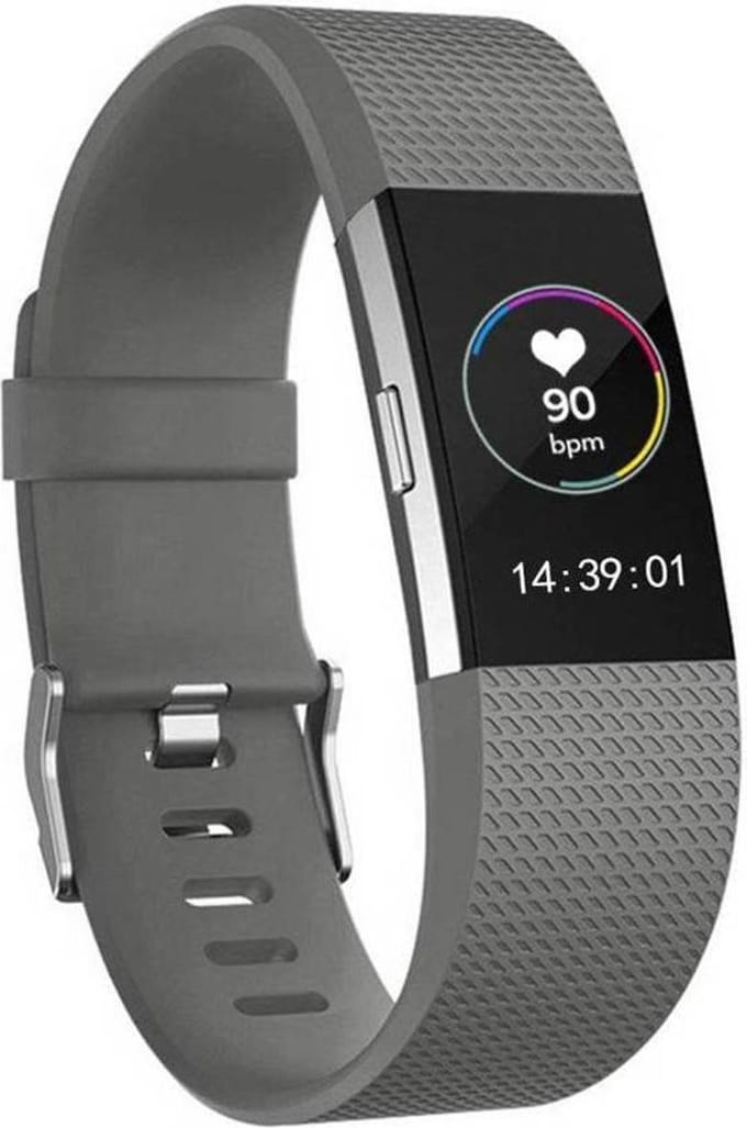 KELERINO. Siliconen polsbandje voor Fitbit Charge 2 Grijs - Small