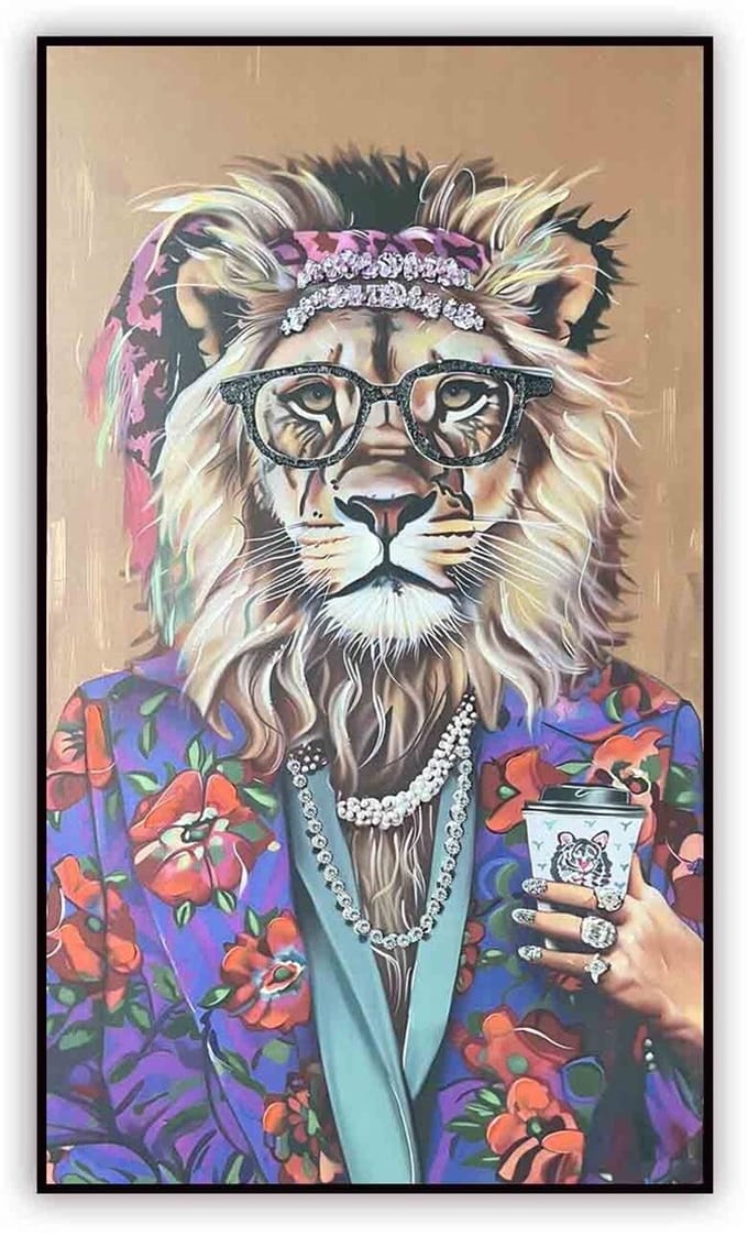 Schilderij coffee lion 70x120cm