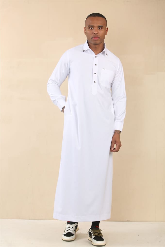 Heren witte Thobe Arabische Saudi Emirati islamitische kleding Jubba gewaad